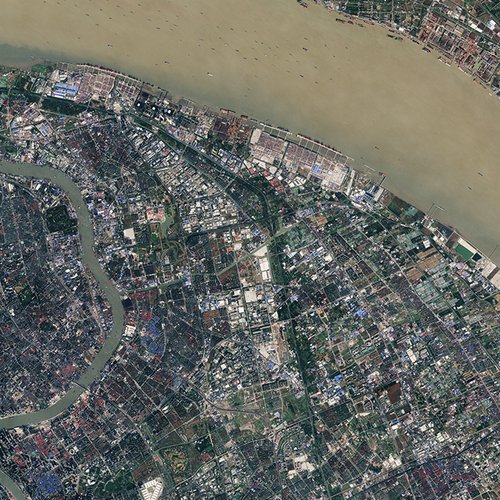The Chinese city of Shanghai (Sentinel-2A image, 16 December 2015).  China's most populous city – with over 24 million people –  on the Yangtze River Delta