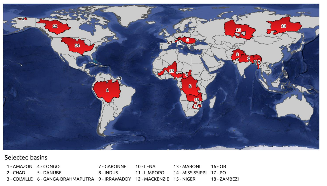 All selected river basins for the precursor project.